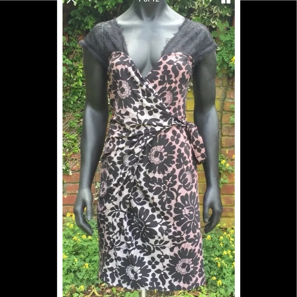 Dvf Diane Von furstenberg wrap two tone silk dress
